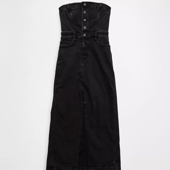 AMERICAN EAGLE Denim Tube Top Midi Dress, Size 12 - Picture 3 of 5